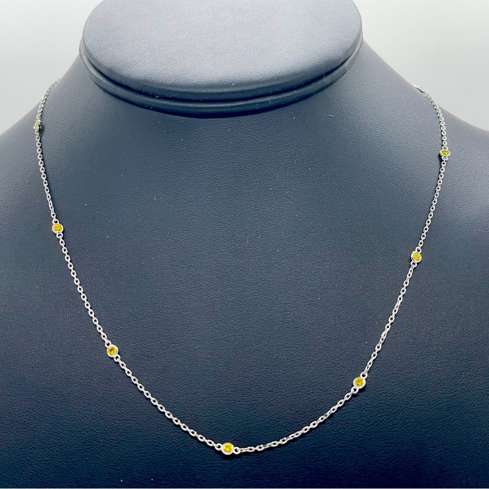 14K solid gold, Fancy yellow Diamond, Bezel Choker Necklace
